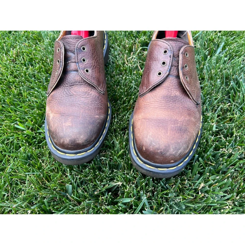 Dr. Martens Vintage Made in England Pebbled Brown Leather‎ Oxford Shoes 3 Eyelet